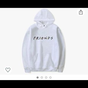 white “friends” hoodie, unisex size small